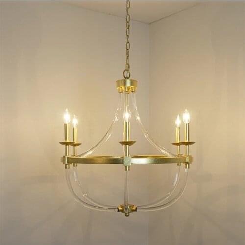 American light luxury retro acrylic gold leaf chandelier hotel model room villa gold and silver leaf chandelier