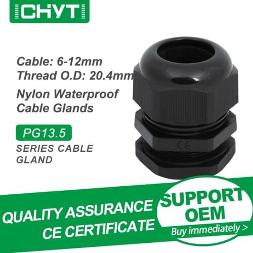 Free Shipping CHYT PG13.5 PG16 PG19 PG21 PG25 M Series 1piece White Black Nylon Plastic Connector IP68 Waterproof Cable Gland