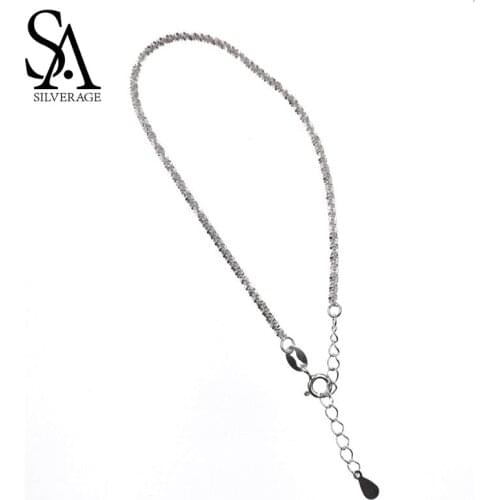 SA SILVERAGE S925 Sterling Silver Sparkling Chehuakou Character Bracelet Korean Style Simple Basic First Jewelry Wholesale