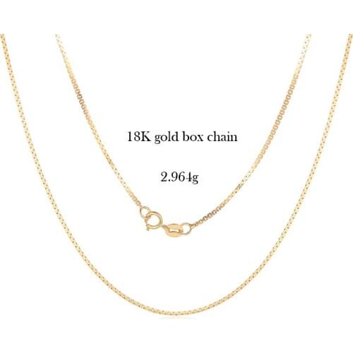 18K solid gold chain jewelry 0.8mm real yellow gold box links chain necklace for woman