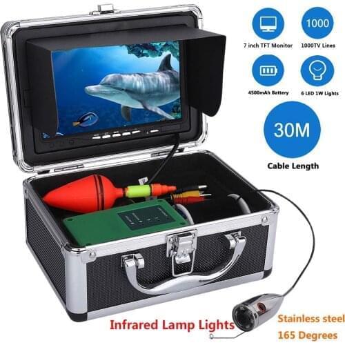 GAMWATER 15M 1000tvl Underwater Fishing Video Camera Kit 6 PCS LED Lights with 7" Inch Color Monitor