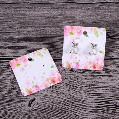 Hot Sale 500Pcs/lot 5x5cm Paper Earrings Card Favor Jewelry Card Ear Studs Holder Display Packaging Cards Label Tags