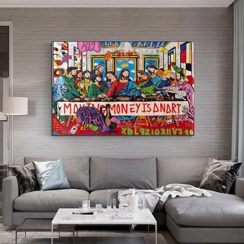 Graffiti The Last Supper Street Art Canvas Prints Paintings Abstract Character Wall Pictures Living Room Home Decoration Posters