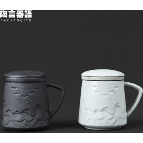 Jingdezhen Office Tea Cup Handmade Pottery Retro Coarse Pottery Filter Liner Tea Single Cup