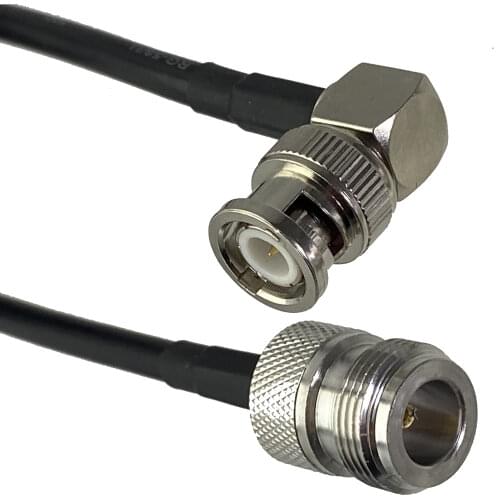 Cable BNC male plug Right angle to N female jack straight RG58 RF Jumper pigtail 4inch~20M