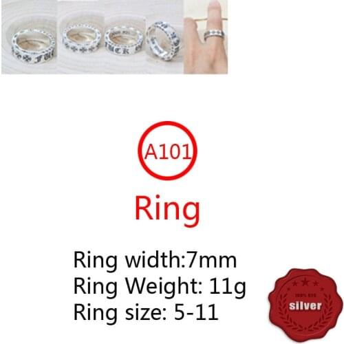 A101 S925 sterling silver ring jewelry personality trend simple cross flower letter fashion popular hip-hop style gift for lover