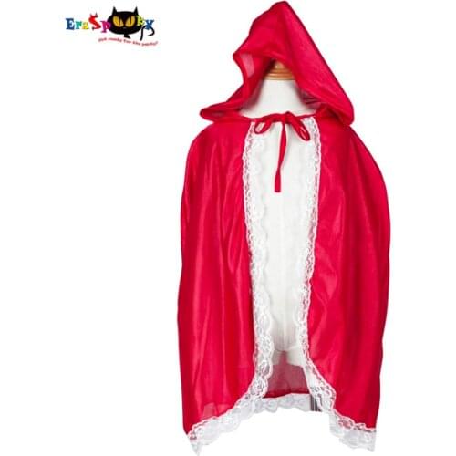 Little Red Riding Hood Costume Girls Red Cap Cloak Children Anime Cosplay Cape Clothing for Kids with Lace Carnival Halloween