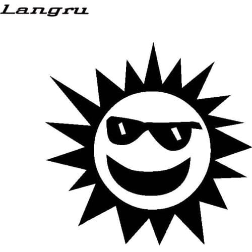 Langru 14.5CM*14.3CM Funny Cute Unusually Radiant Cool Sun Vinyl Decal Car Sticker Car Accessories Jdm