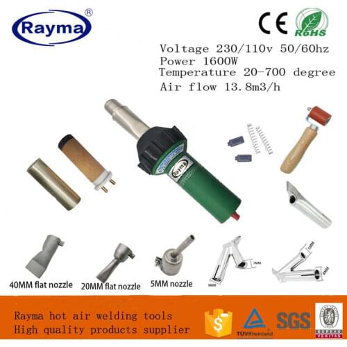 Best quality !Free shipping Rayma brand PVC hot air welder,plastic hot air welding gun with weliding nozzle and roller set
