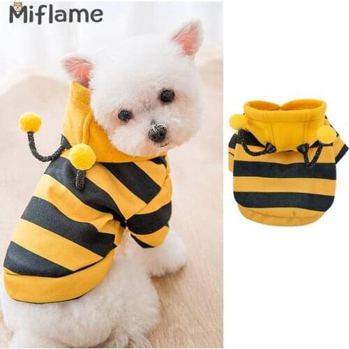 Miflame Cartoon Small Dogs Clothes Bees Dog Cosplay Costume Autumn Winter Pet Clothing Pomeranian Bichon Cute Puppy Sweatshirts