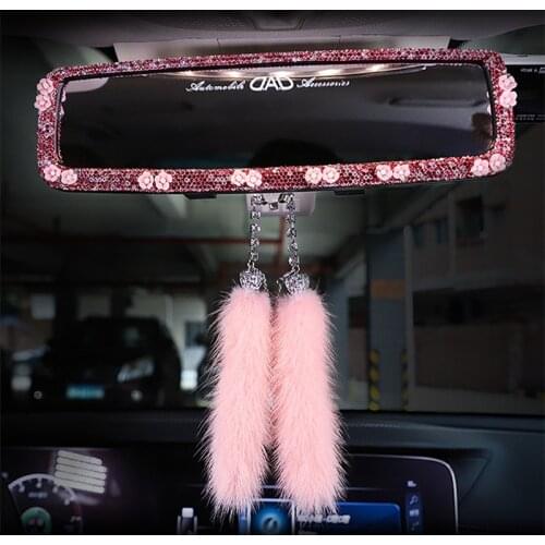 Car interior rearview mirror decoration set car HD mirror creative cute diamond car accessories mirror female