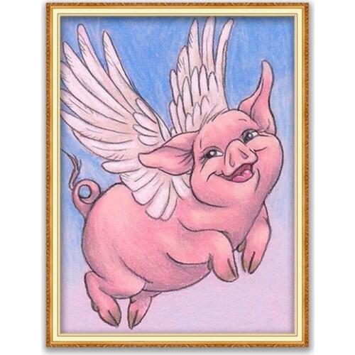 Animal Pig DIY Embroidery Cross Stitch 11CT Kits Needlework Craft Set Printed Canvas Cotton Thread Home Decoration On Sale Room