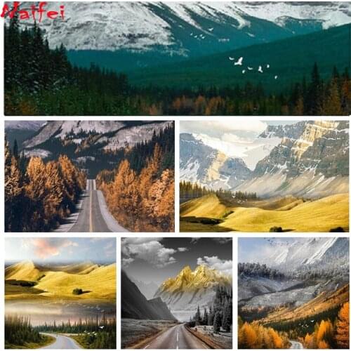 Natural Scenery Diamond Painting 5D Diy Snow Mountain Cross Stitch Kit Road Mosaic Diamond Embroidery Hand Inlaid Decor Wall Art