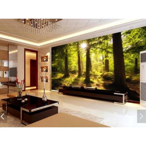 Sunshine Forest Wallpaper Mural for Bedroom Nature Tree Wallpaper Hand Painted Papiers Peint 3d Custom Photo Murals