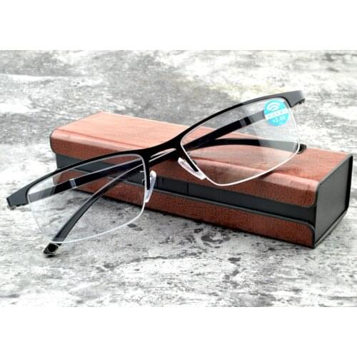 Halfrim Black Business Anti Blue Light for Computer Reading Glasses with Alloy Frame Men Women +1.0 +1.5 +2.0 +2.5 +3 +4