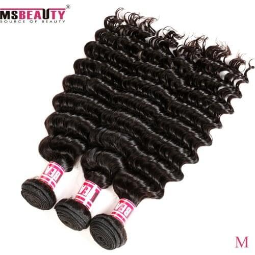 Peruvian Deep Wave Hair Weave Bundles Remy Hair Natural Color Msbeauty 100% Human Hair Extensions 1/3/4 Bundles 10"-26" Inch
