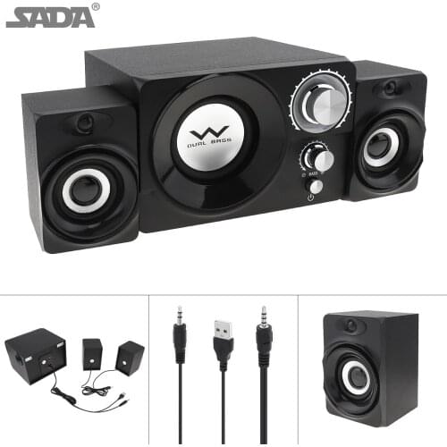 Mini Black 3W Wooden Subwoofer Portable Music USB Computer Speaker with 3.5mm Audio Plug for Desktop / TV / PC / Smartphone