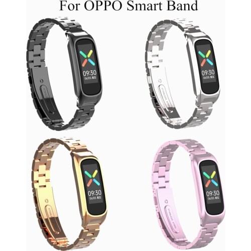 Luxury Stainless Steel Buckle Metal Strap for OPPO Smart Band Replacement Solid Metal Bracelet Watch Bands for OPPO Band