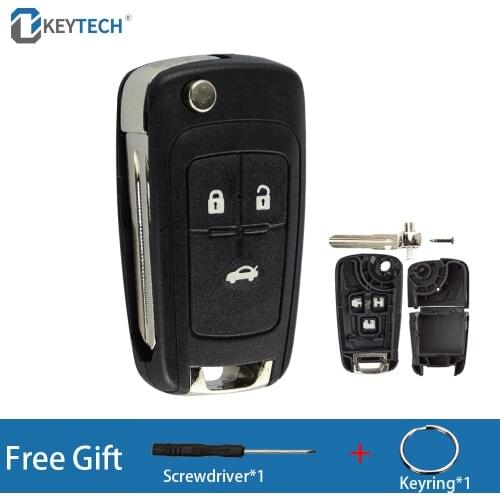 OkeyTech 2/3 Buttons Replacement Shell For Chevrolet Cruze Epica Lova Camaro Impala Aveo 2010-2013 Flip Folding Remote Key FOB