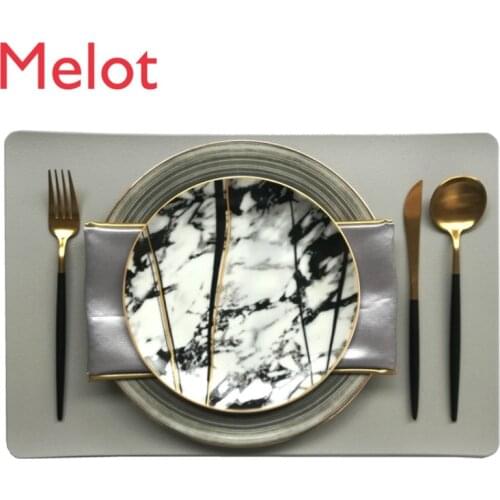 Modern Light Luxury Model Room Tableware Set Table Set Table Set Pieces Gray Marble Patterned Western Plate Minority Durable