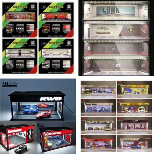 GEECHAN 1:64 Diorama Led Lighting Display Cabinet Mpower Fast Furious JDM Koenigsegg Honda Nissan RWB