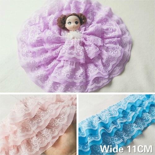 11CM Wide New Three Layers 3d Pleated Chiffon Fabric Lace Ruffle Collar Trim Embroidery Ribbon DIY Wedding Dress Sewing Supplies
