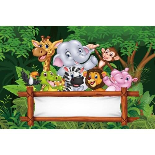 Tropical Forest Jungle Safari Animal Wild Baby Shower Birthday Backdrop Custom Vinyl Photography Background For Photo Studio