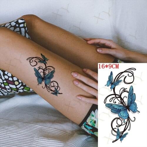 Waterproof Temporary Tattoo Sticker 3d Butterfly Flash Tatto Geometry Rose Wing Ak47 Art Arm Fake Sleeve Tatoos for Women Men