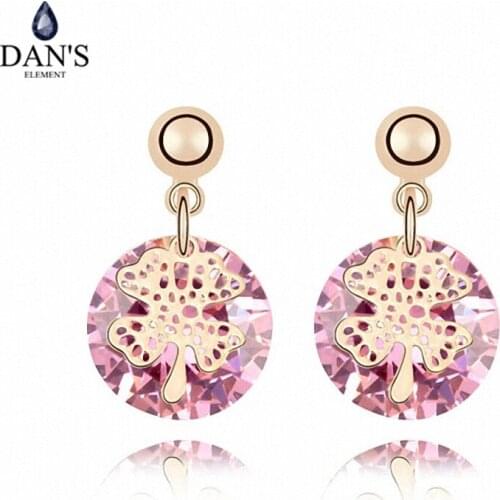 DANS ELEMENT 3 Colors Real Big Brand AAA Zirconia Micro Inlays Flower Stud Earrings for Women 92871pink