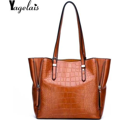 PU Zipper Women Shoulder Bags Female Retro Daily Causal Totes Lady Elegant Shopping Bucket Handbags For Three Colors