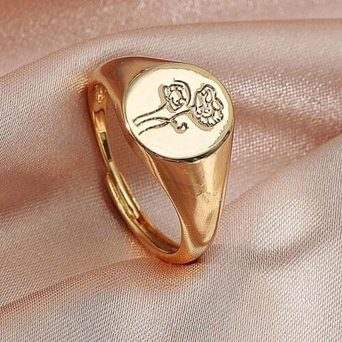 Vintage Ancient Ring Gold Color Sun Flower Open Rings for Women Punk Hip Hop Adjustable Ring Fashion Jewelry Best Gift 5 Styles