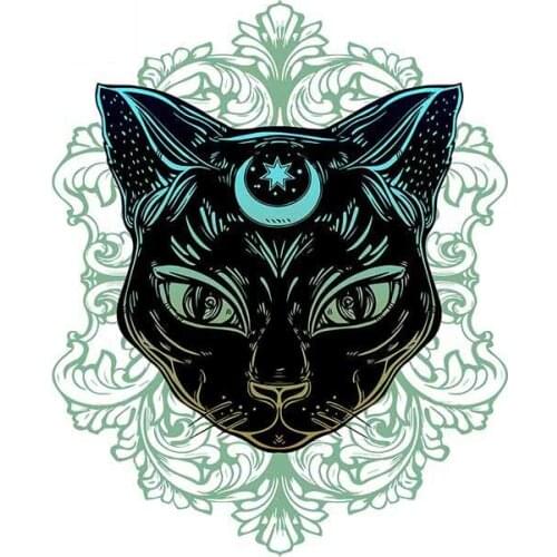 13cm x 10.5cm 1 piece for Mysterious Moon Cat Car Stickers Windshield Trunk Decal Windshield Air Conditioner Vinyl Car Wrap