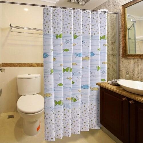 12pcs Hooks PEVA Eco-friendly Moldproof Waterproof Bathroom Bath Shower Curtain Bathroom Products Bathroom Curtains with
