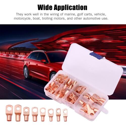 125PCS Wire Lugs Kit Assorted Wire Lugs Kit Includes 65PCS Copper Ring Terminals Crimp Connectors 60PCS Heat Shrink Tube boxed