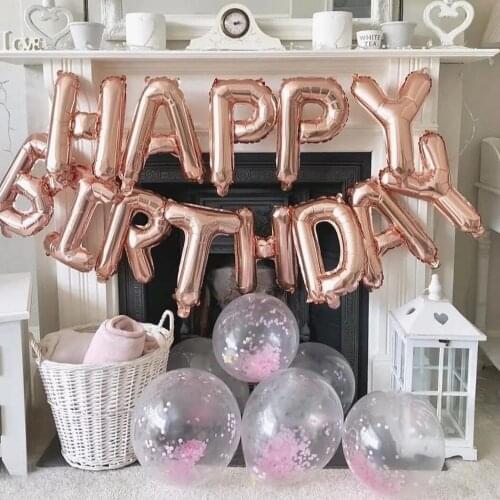 13pcs 16inch Gold Silver Happy Birthday Letter Banner Balloons Baby Shower Birthday Party Decoration Alphabet Balls Set Supplies