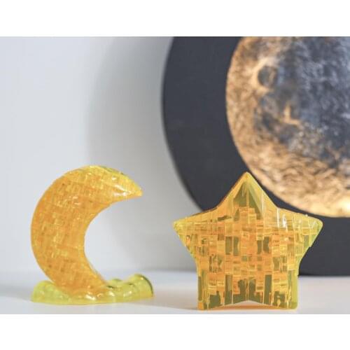 3D Crystal Puzzle Toys Moon Stars Shape Puzzle 3D Jigsaw Children Learning Educational Boys Girls DIY Gift Present