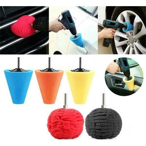 5Pc sets Foam Polish Buffing Polishing Cone Sponge Ball Pads Car Wheel Corner kit