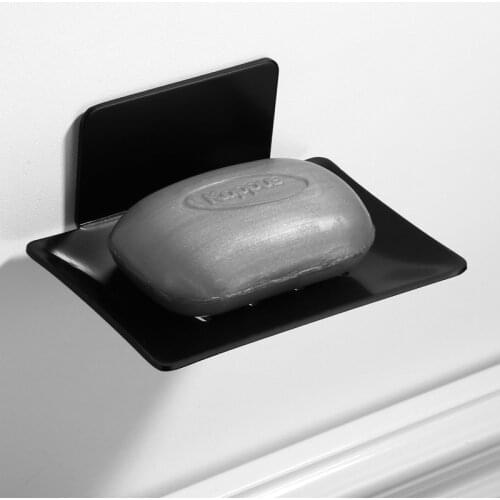 Aluminum Soap Holder Bathroom Black Soap Dish Storage Holder Free Punch Storage Rack Soap Holder Container