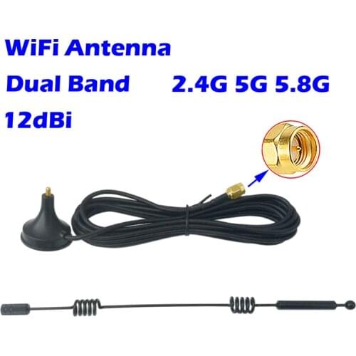 AP Antenna 12dbi High Gain 2.4GHz 5.8GHz Magnetic Base for PCIe Card Modem Wireless Router Access Point Client IP Camera Wifi