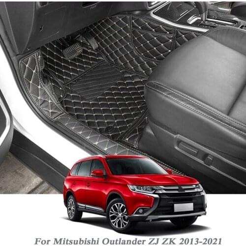 Car Styling Car Floor Mat For Mitsubishi Outlander ZJ ZK 2013-2021 LHD Auto Foot Pad PU Leather Carpet Cover Internal Accessory