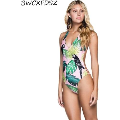 BWCXFDSZ New Swimsuit One Piece Swimwear Women Monokini Print Swimming Bathing Suit Female Backless Bodysuit Beach Swim Wear