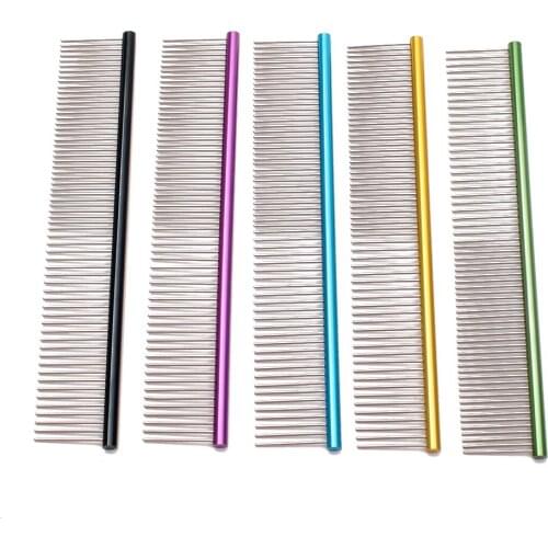 C6704 1Pcs Aluminum alloy Pet Dog Comb for Dogs Cats Hair Removal Single Row Straight Comb Puppy Hair Grooming Tool Pet Products