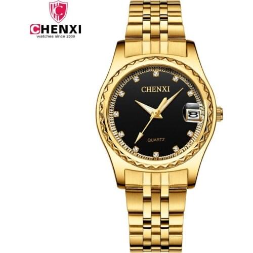 CHENXI Brand Women Wristwatch Luxury Gold Steel Women Business Dress Rhinestone Watches Quartz Clock Waterproof Relogio Feminino