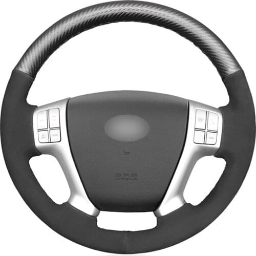 Black Carbon Fiber Suede Hand-stitched No-slip Car Steering Wheel Cover for Hyundai Veracruz 2007-2012 IX55 2007-2012 Vera Cruz