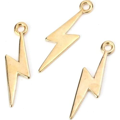 DoreenBeads Fashion Zinc Based Alloy Weather Collection Pendant Gold Lightning Jewelry DIY Charms 29mm x 8mm( 3/8"), 4 PCs