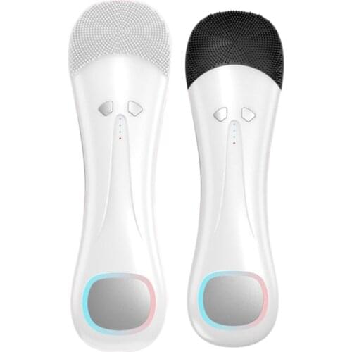 Electric Cleansing Brush Beauty Instrument,Silicone Cleansing Brush Deep Pores Washing Device Heating Massager