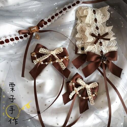 Lolita Headdress Barrettes SOFT Girl Brown Chocolate Series Lolita Hair Band Side Clip Daily Life Small Things