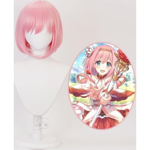 Game Princess Connect! Re:Dive Cosplay Wigs Kusano Yui Pink Synthetic Hair Anime role play Wig for Halloween Party + Wig Cap