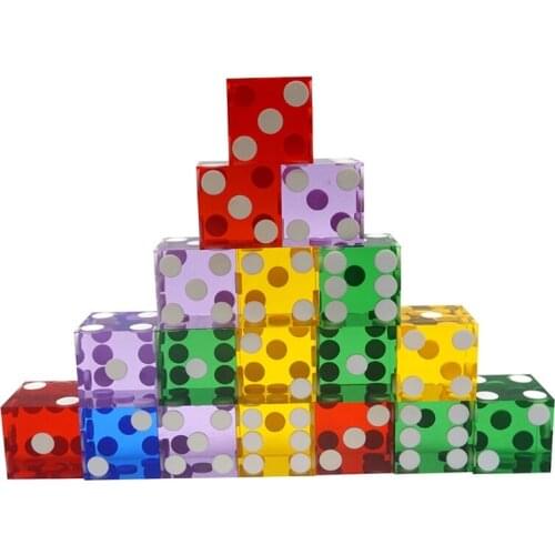 5pcs High-grade Acrylic Transparent Dice D6 19mm Casino Dice with Razor Edges 11UE