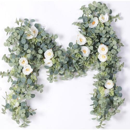 1.8M Artificial Flowers Plants Fake Eucalyptus Vine Garland Hanging for Wedding Home Office Party Garden Craft Art Decor flowers